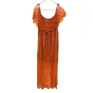 Elegant Boho Orange Lace Dress